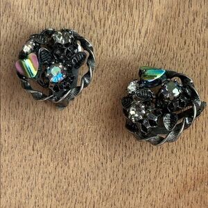 Vintage clip Austrian crystal earrings